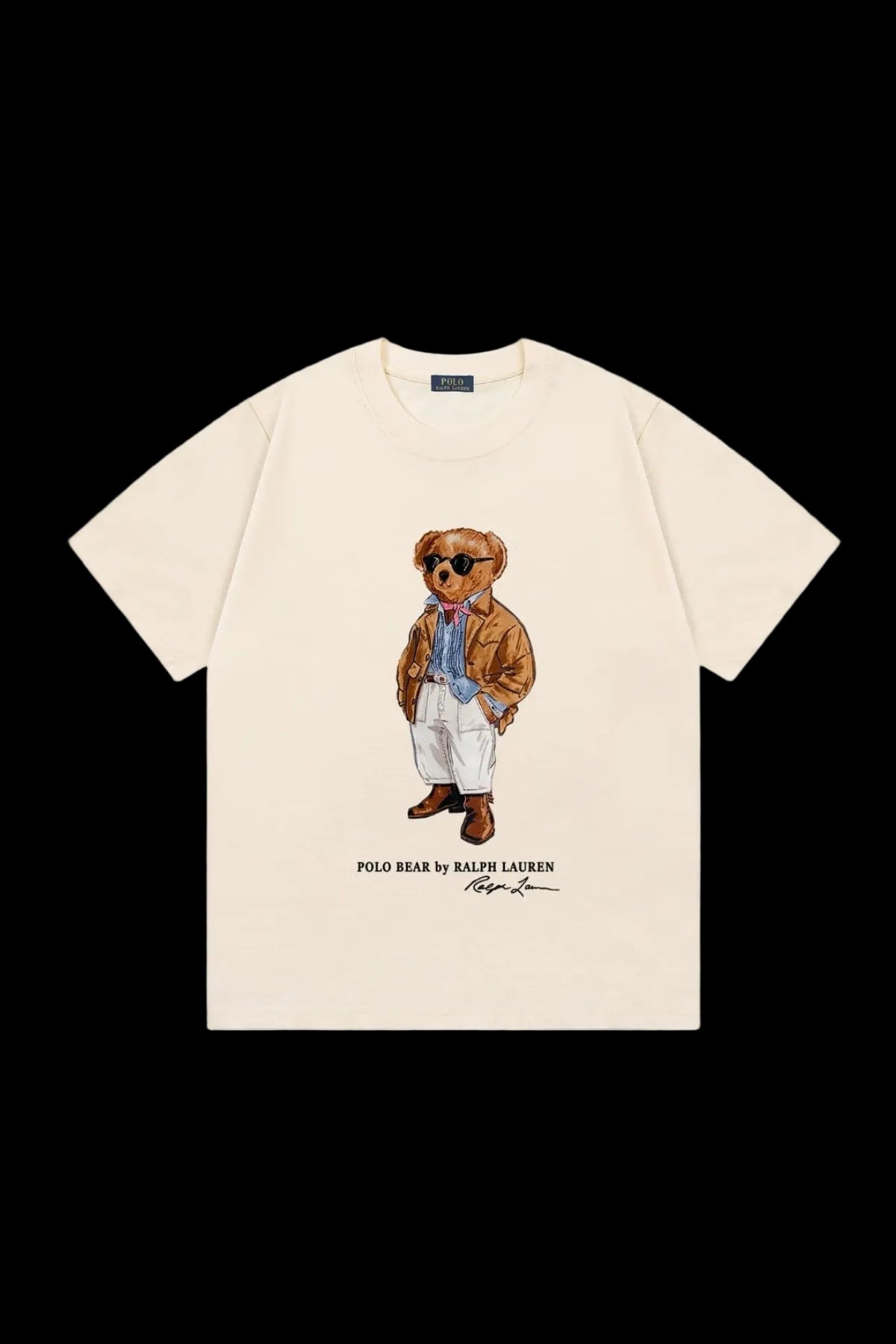 Polo Ralph Lauren "Suede Jacket & Bowtie" Bear T-shirt (Cream)