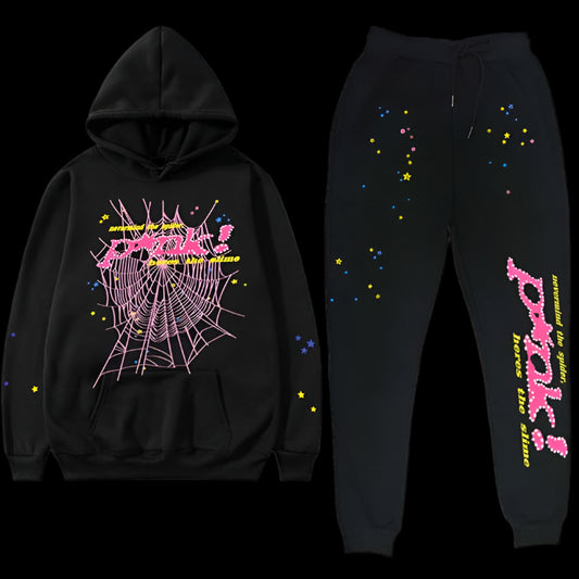 Sp5der P*nk Black Hoodie Set