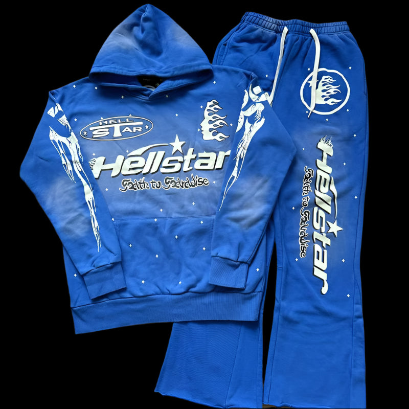 Hellstar Tracksuit Set Blue & White