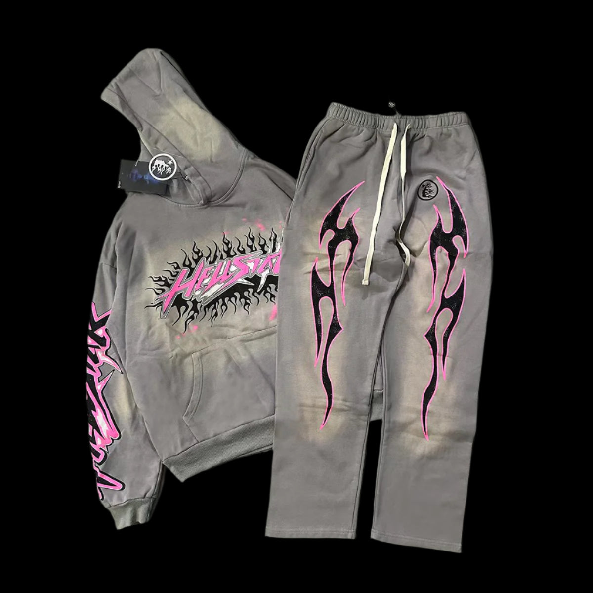 Hellstar Tracksuit Set Grey & Pink