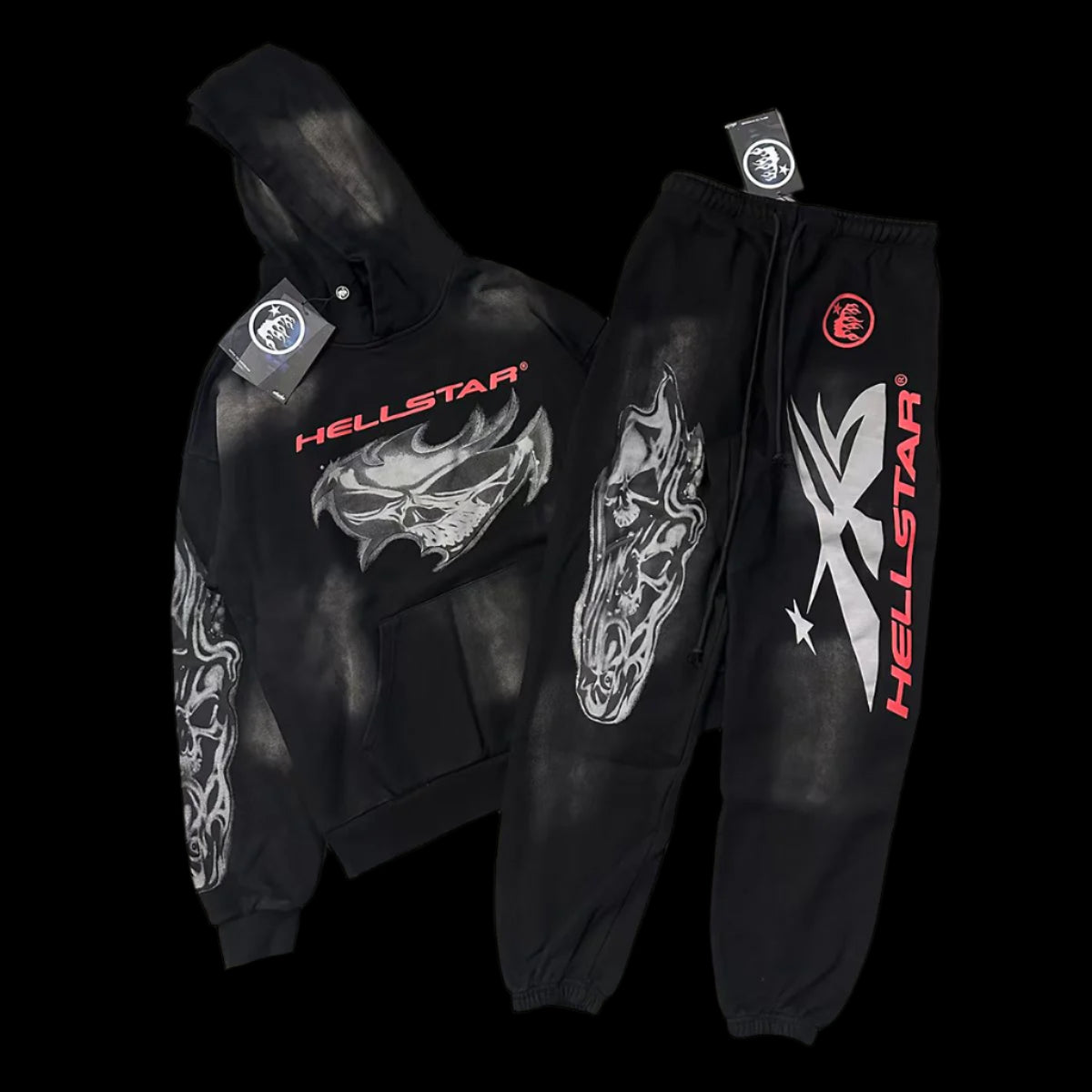 Hellstar Tracksuit Set Black & Red