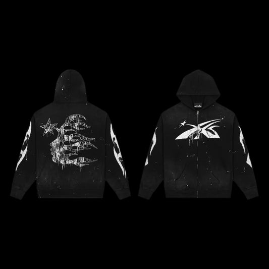Hellstar Zip Up Hoodie Black