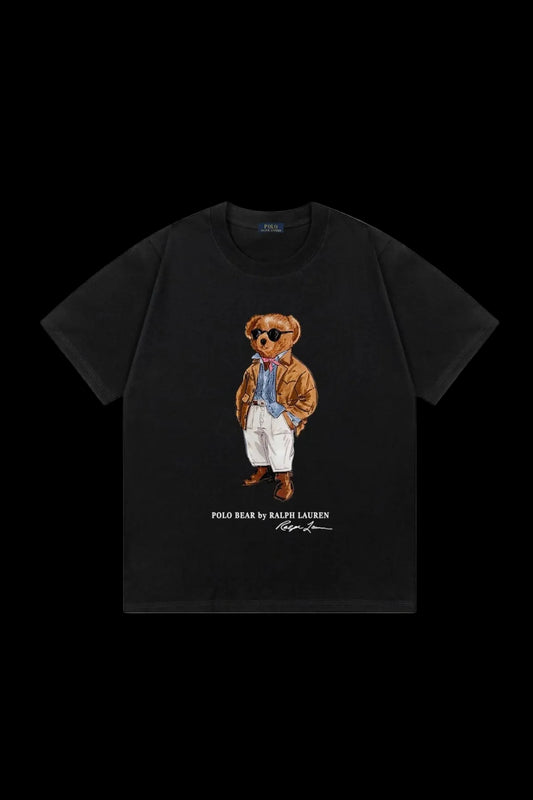 Polo Ralph Lauren "Suede Jacket & Bowtie" Bear T-shirt (Black)
