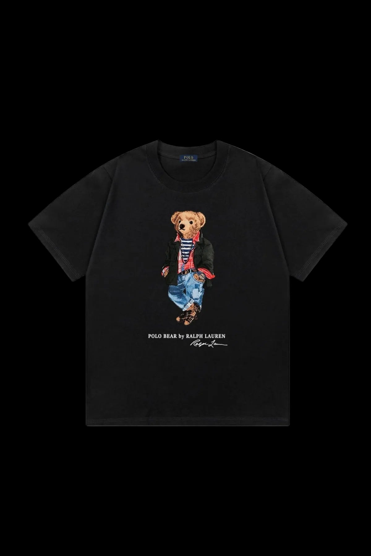 Polo Ralph Lauren "Layered Plaid & Denim" Bear T-shirt (Black)