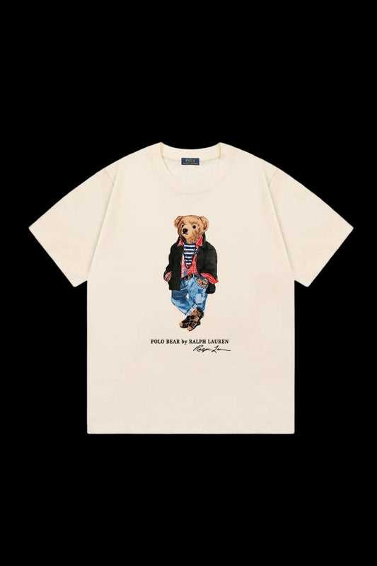 Polo Ralph Lauren "Layered Plaid & Denim" Bear T-shirt (Cream)
