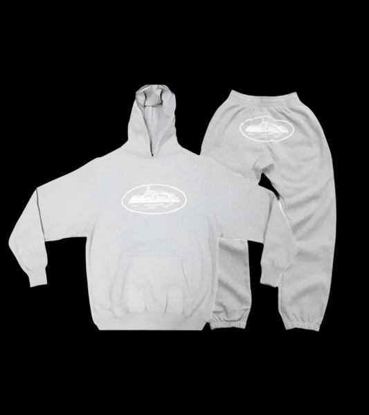 Corteiz Alcatraz Grey Hoodie Set