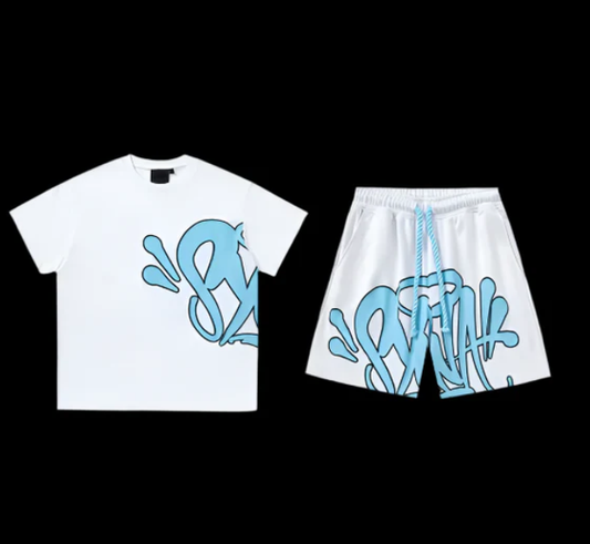 Syna World Short Set White & Cyan