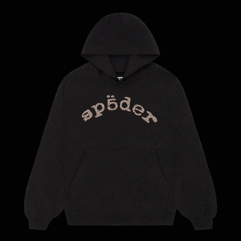 Rhinestone Sp5der Hoodie Black